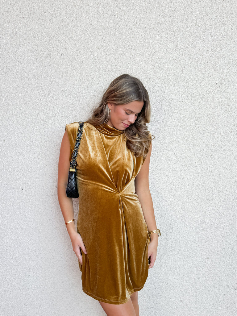 You're So Golden Velvet Dress Clothing Peacocks & Pearls Lexington   