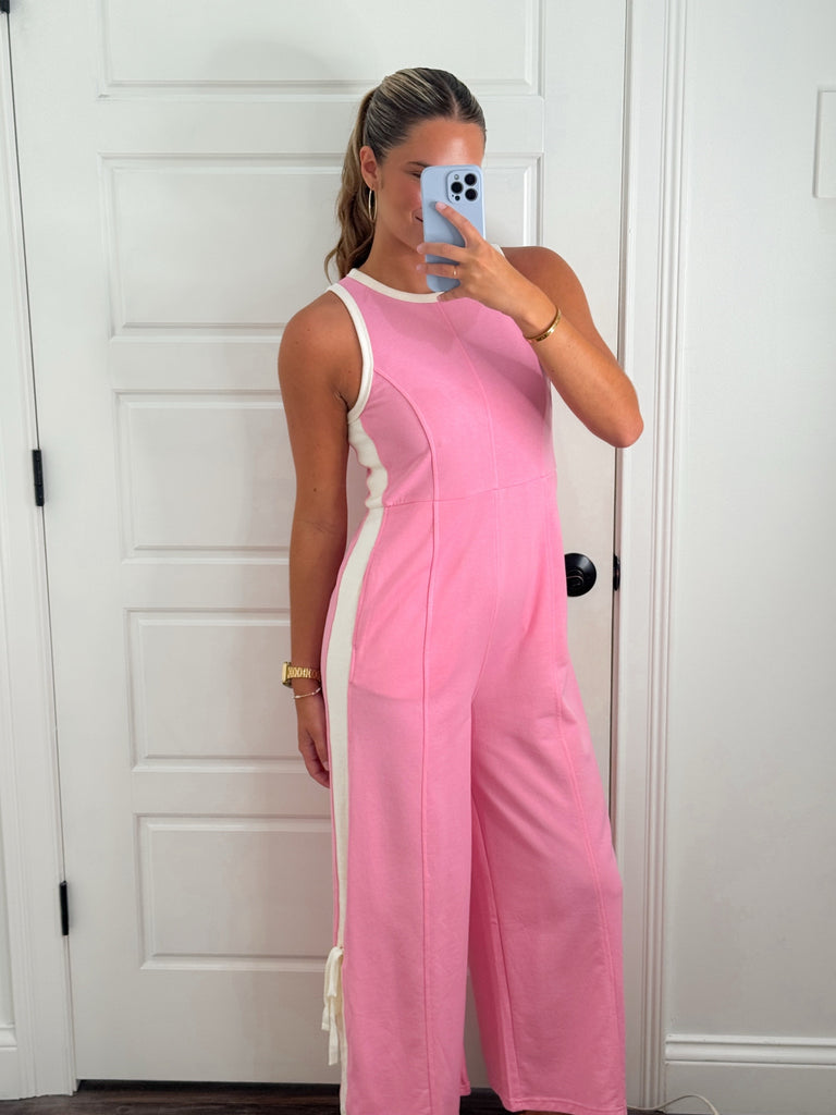 Pretty In Pink Jumpsuit Clothing Peacocks & Pearls Lexington