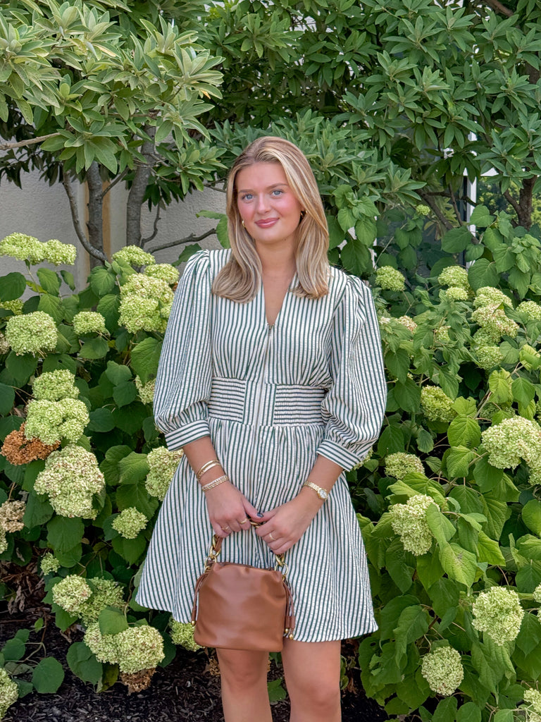 Meadow Stripe Short Dress Clothing Peacocks & Pearls Lexington