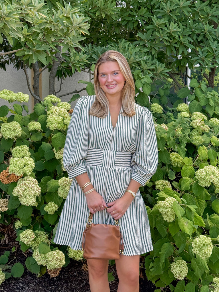Meadow Stripe Short Dress Clothing Peacocks & Pearls Lexington