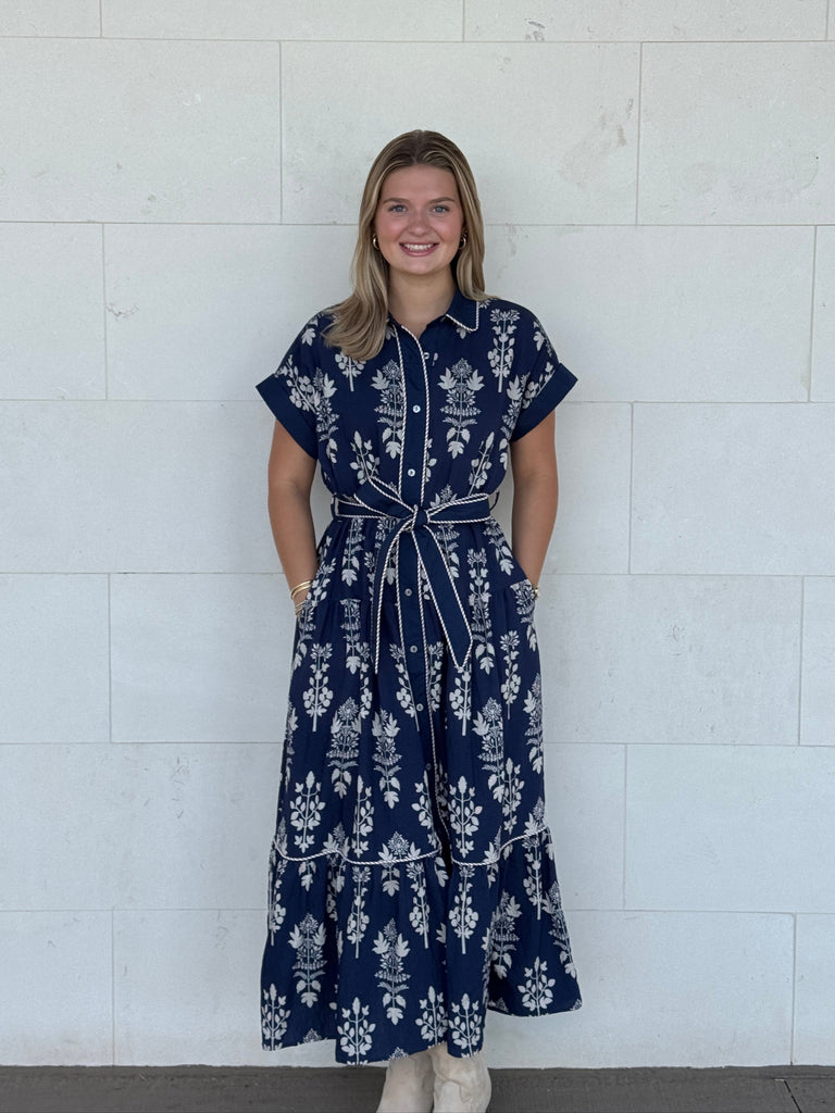 Midnight Leaf Maxi Dress Clothing Peacocks & Pearls Lexington