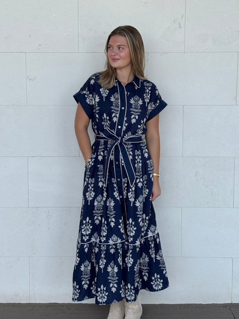 Midnight Leaf Maxi Dress Clothing Peacocks & Pearls Lexington