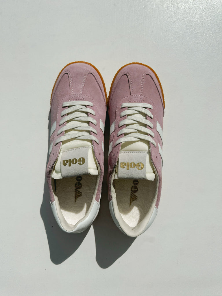 Elan Suede Pink/White Sneaker Shoes Peacocks & Pearls Lexington