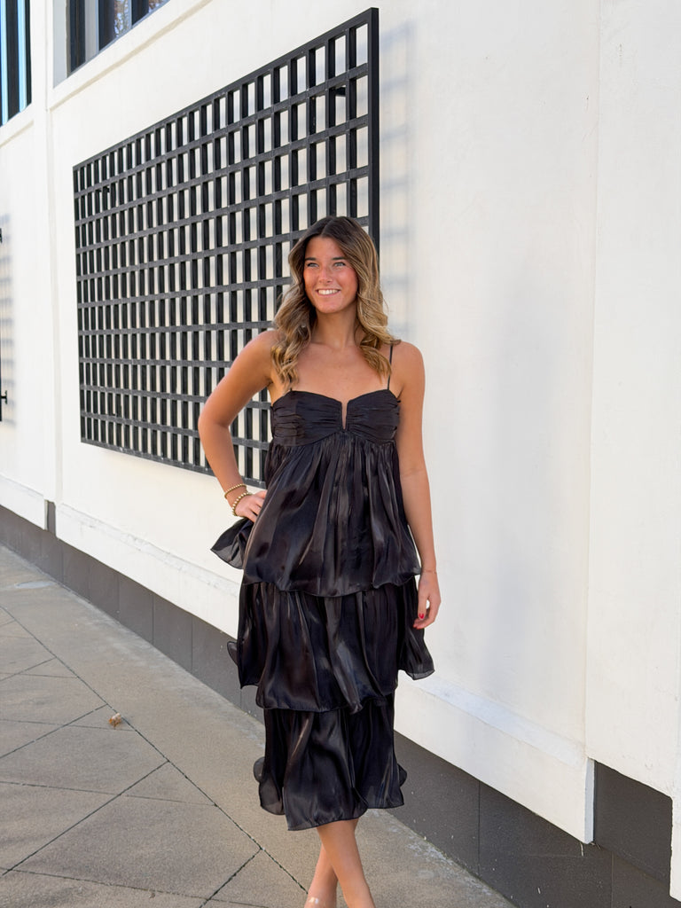 The Midnight Tiered Dress Clothing Peacocks & Pearls Lexington