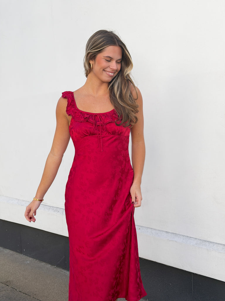 Ruby Ruffle Dress Clothing Peacocks & Pearls Lexington