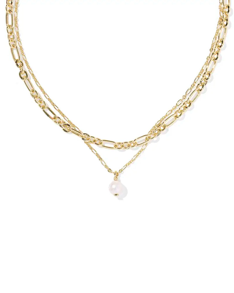 Ashton Mutli Strand Gold and Pearl Necklace Jewelry Peacocks & Pearls Lexington