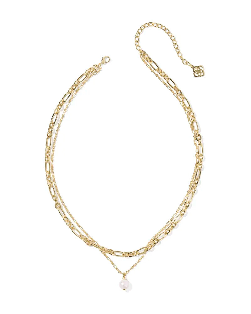 Ashton Mutli Strand Gold and Pearl Necklace Jewelry Peacocks & Pearls Lexington