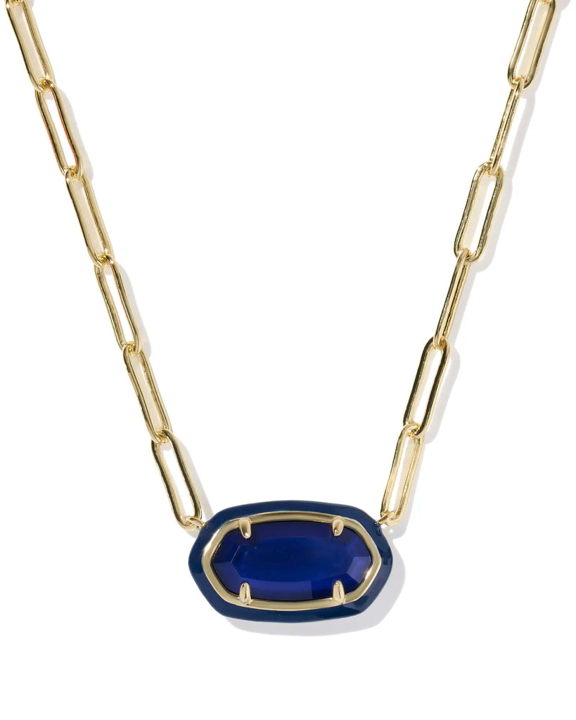 Elisa Cobalt Enamel Paperclip Necklace Jewelry Peacocks & Pearls Lexington