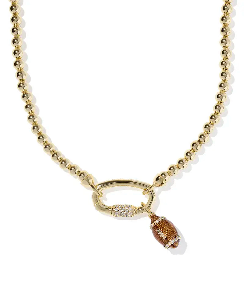 Football Gold Metal Strand Necklace Jewelry Peacocks & Pearls Lexington