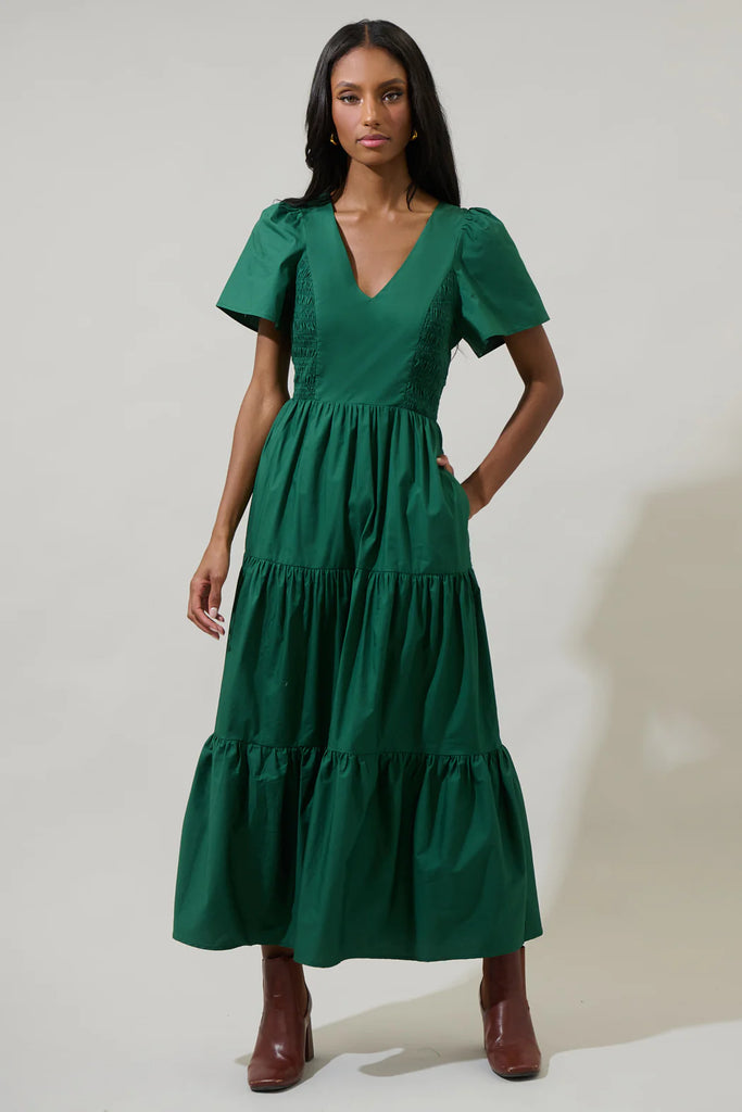 Alexis Poplin Tiered Midi Dress Clothing Peacocks & Pearls Lexington   