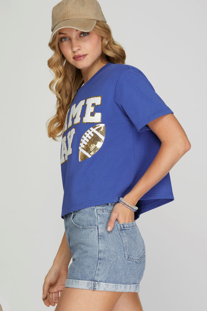 Game Day Patchwork Tee Top Clothing Peacocks & Pearls Lexington   