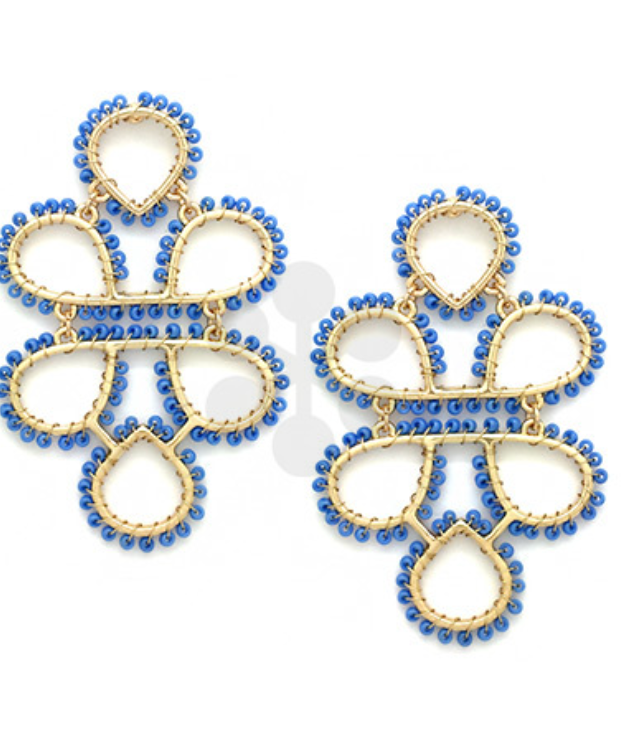 Infinity Knot Bead Earrings Jewelry Golden Stella Blue/Gold  