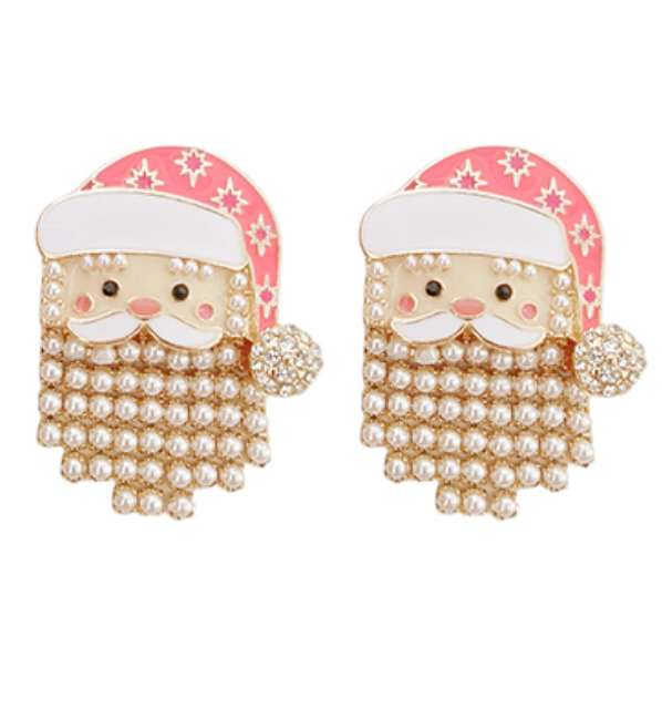 Christmas Earrings Jewelry Golden Stella Santa  