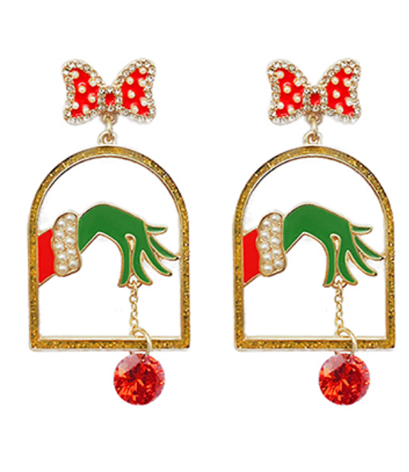Christmas Earrings Jewelry Golden Stella Grinch  
