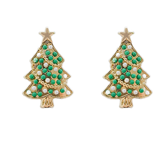 Christmas Earrings Jewelry Golden Stella Tree  