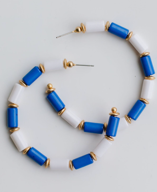Blue & White Colorblock Hoop Jewelry Michelle Mcdowell   