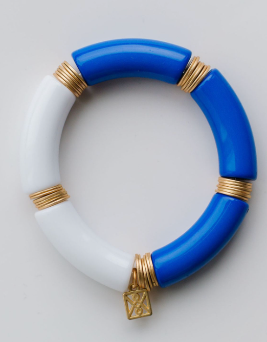 Blue & White Tube Bracelet Jewelry Michelle Mcdowell   