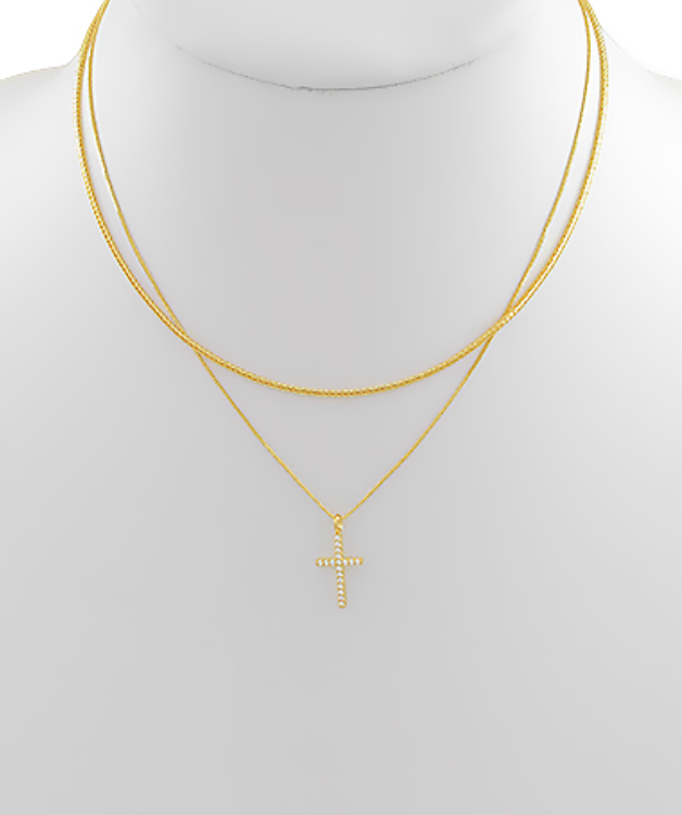 Cross Charm Necklace Jewelry Golden Stella   