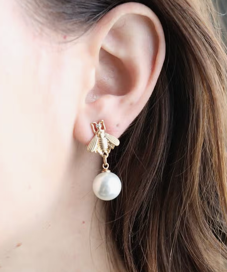 Brenda Bee Pearl Drop Earrings in Worn Gold Jewelry Canvas Style   