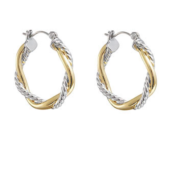 Two Tone Twist Cable Hoops Jewelry Golden Stella   