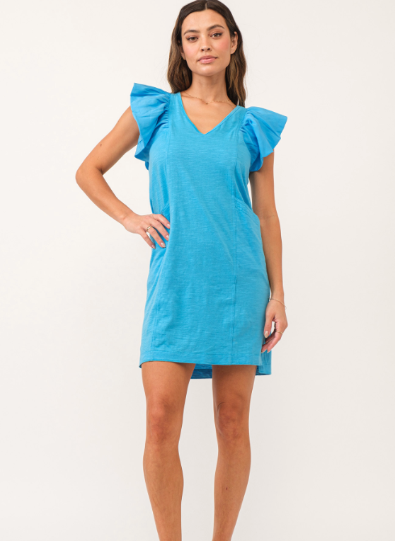 Audrina Blue T-shirt Dress Clothing Peacocks & Pearls Lexington   