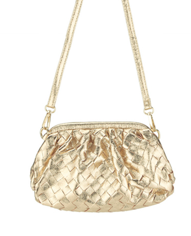 Gathered Top Woven Leather Bag Accessory Peacocks & Pearls Lexington   