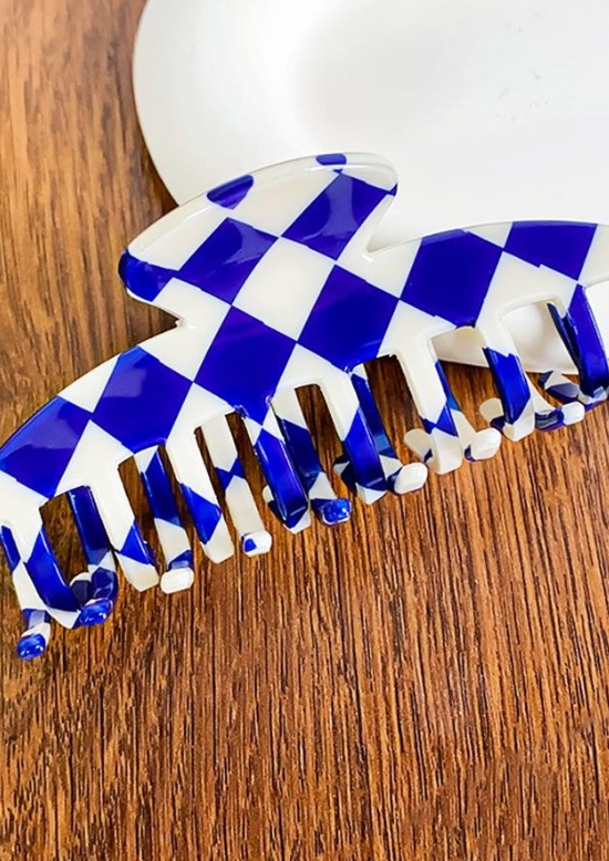 Checker Acetate Claw Hair Clip Accessory Peacocks & Pearls Lexington   