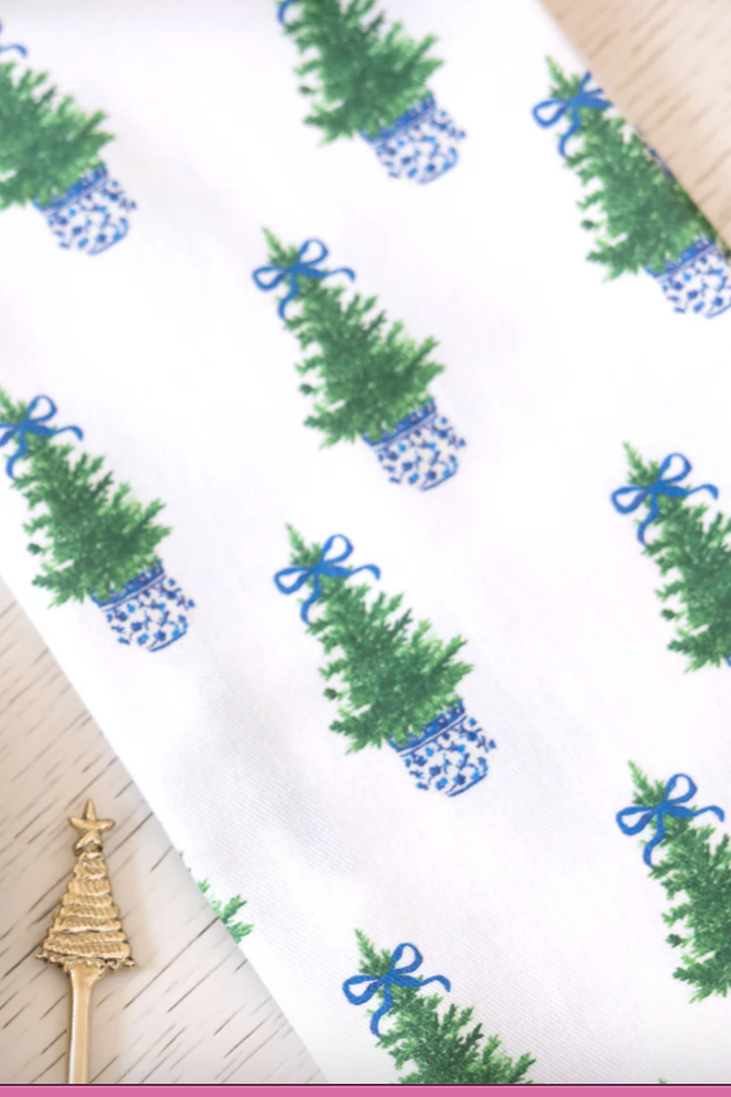 Fancy & Festive Tree Print Tea Towel Home Peacocks & Pearls Lexington   