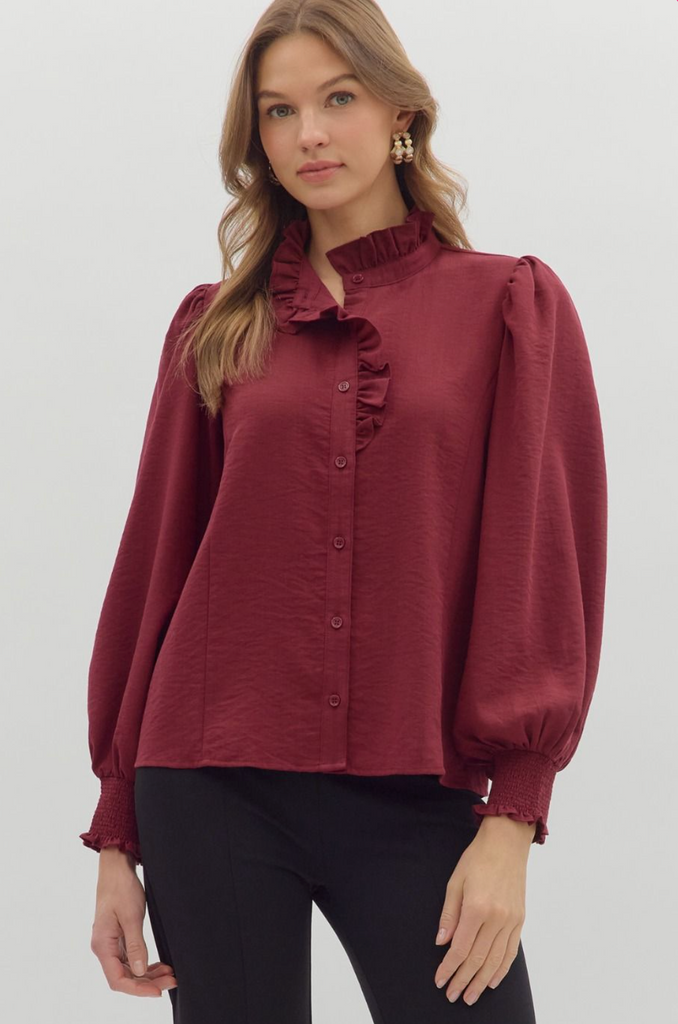 Cranberry Queen Ruffle Top Clothing Peacocks & Pearls Lexington
