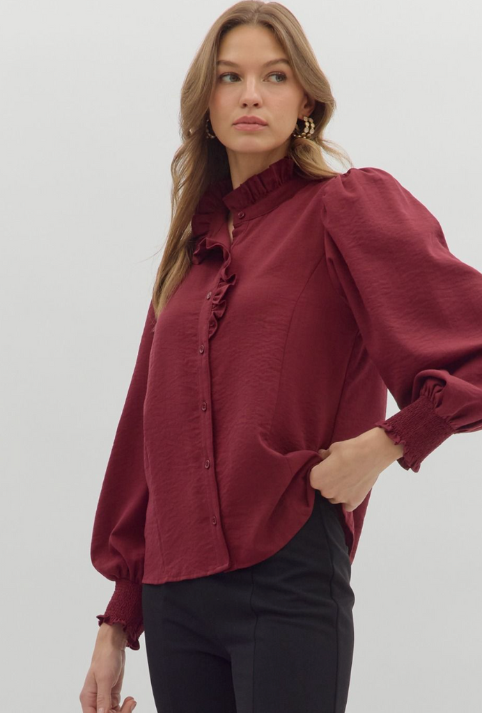 Cranberry Queen Ruffle Top Clothing Peacocks & Pearls Lexington