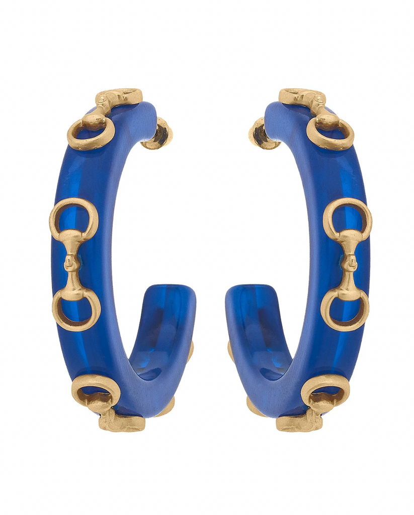 Sutton Horsebit Hoop Earring Jewelry Peacocks & Pearls Lexington Blue  