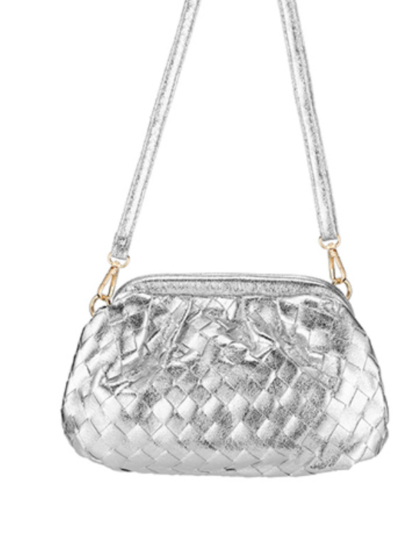 Gathered Top Woven Leather Bag Accessory Peacocks & Pearls Lexington   