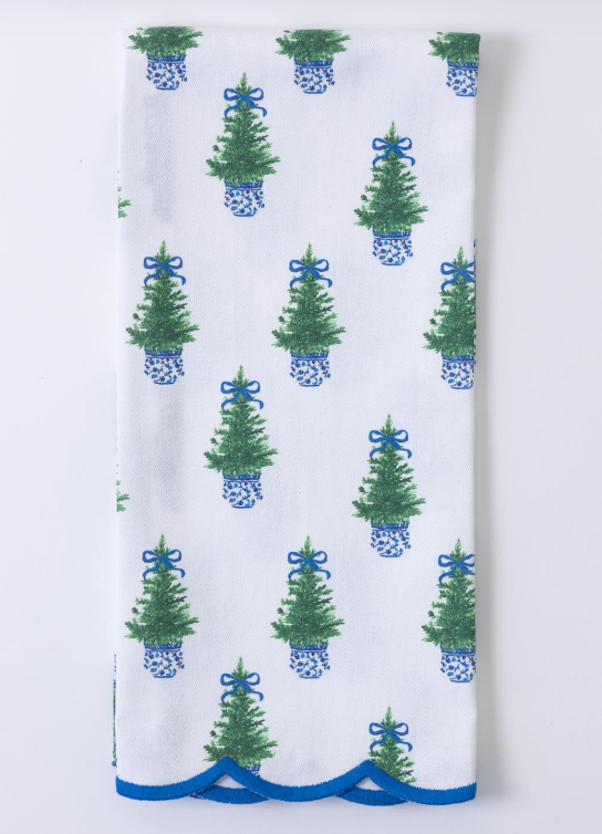 Fancy & Festive Tree Print Tea Towel Home Peacocks & Pearls Lexington   