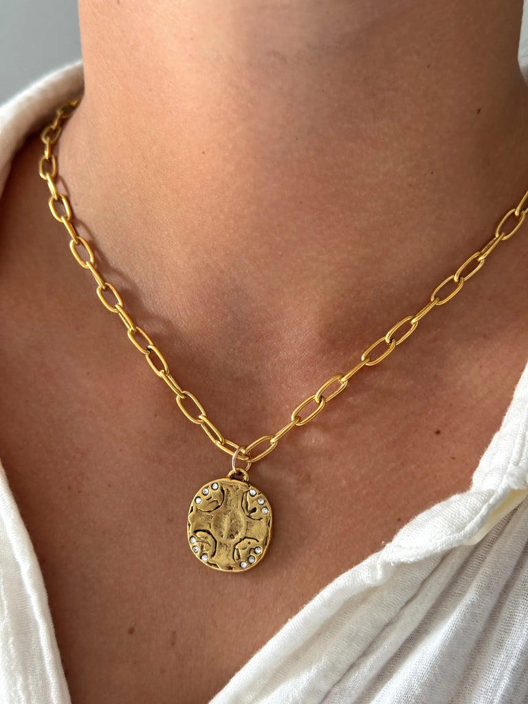 Cross Coin Necklace Jewelry Peacocks & Pearls Lexington