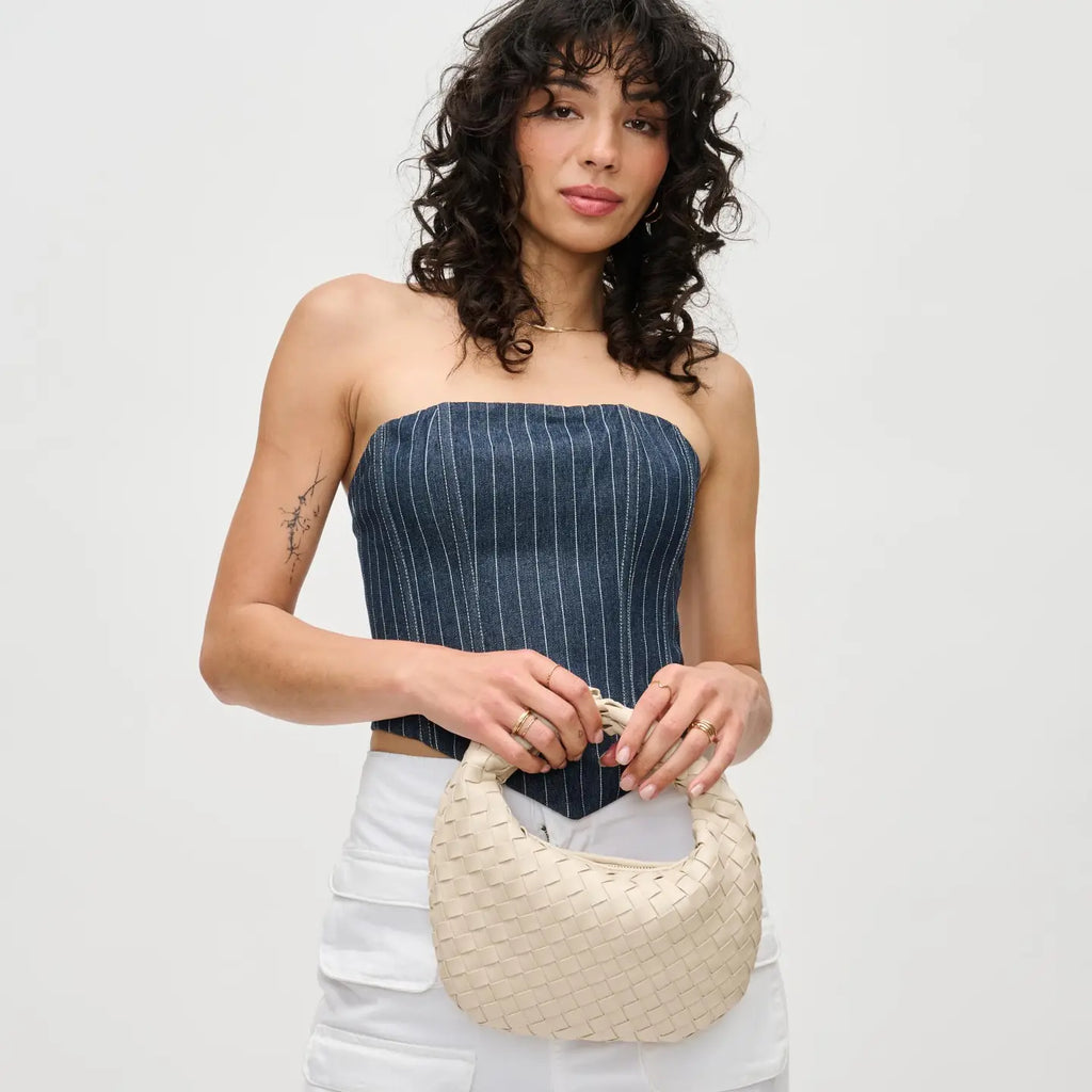 Tracy Woven Clutch w Knot Handle Purse Urban Expressions