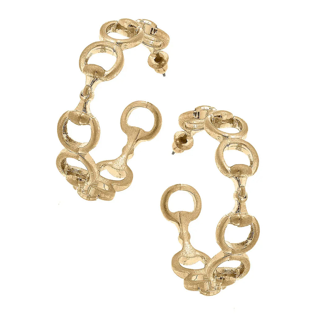 Rhoda Horsebit Hoop Earrings in Worn Gold Jewelry Peacocks & Pearls Lexington   