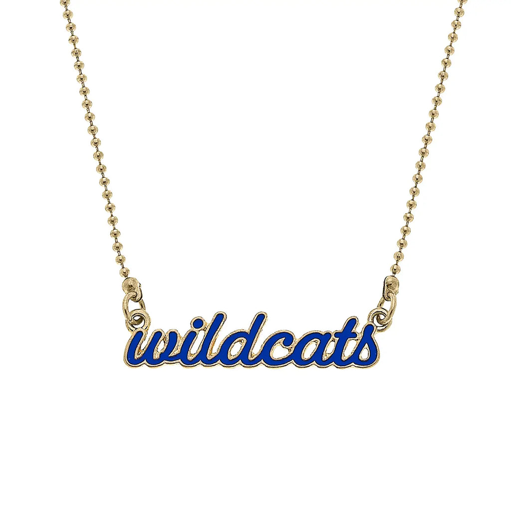 Kentucky Wildcats Enamel Script Necklace in Blue Jewelry Peacocks & Pearls Lexington   
