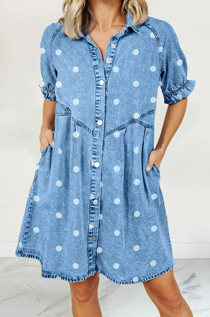 The Polka Drift Denim Dress S