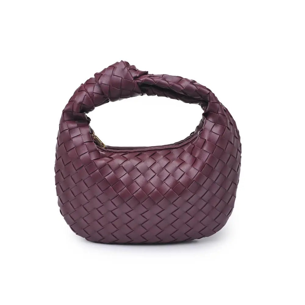 Tracy Woven Clutch w Knot Handle Purse Urban Expressions Wine