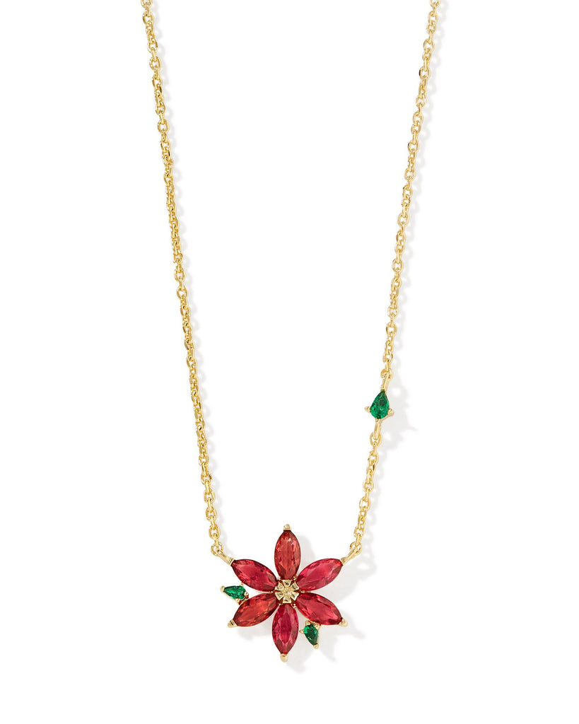 Holiday Pendant Necklace Jewelry Peacocks & Pearls Lexington Poinsettia