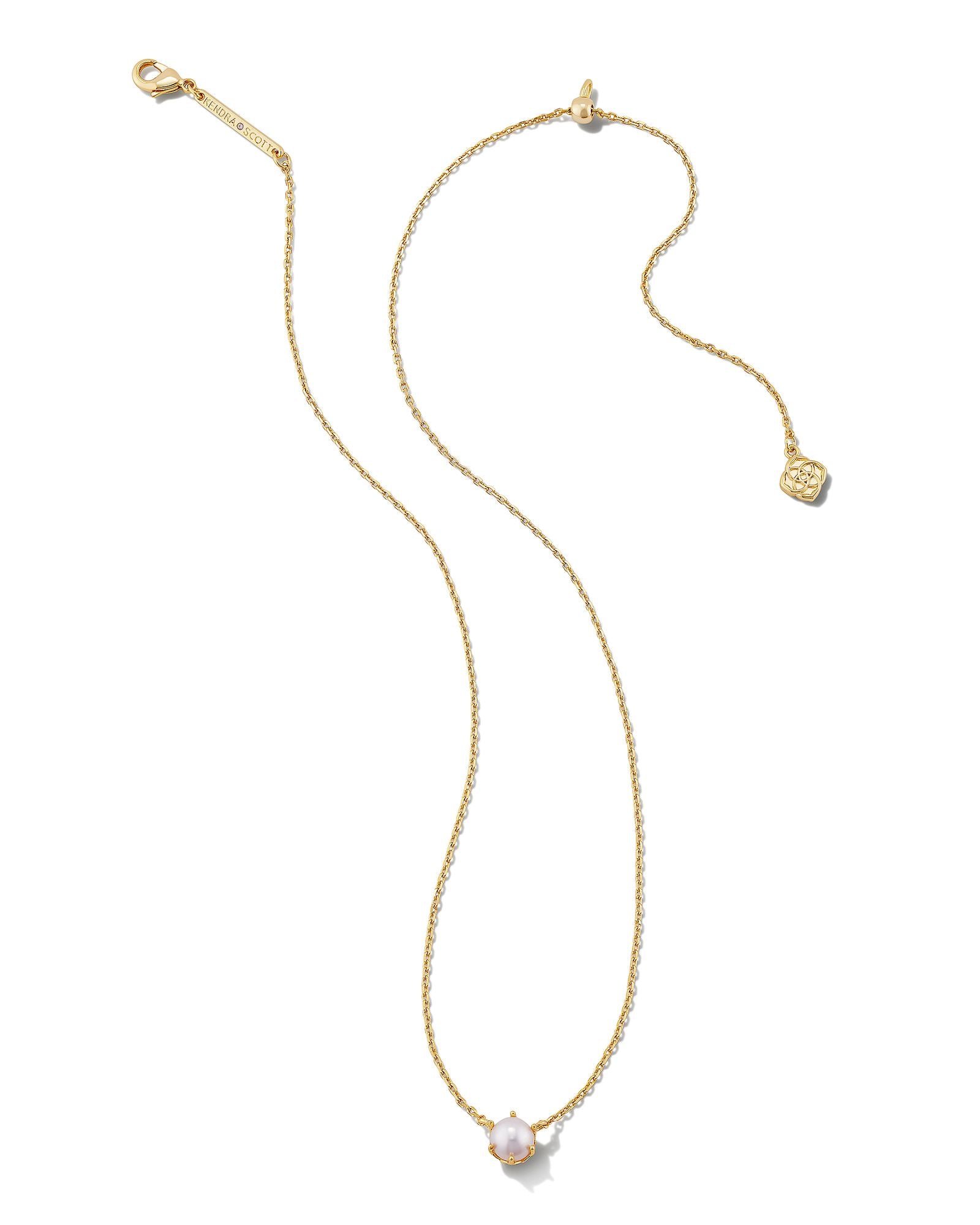 Ashton Gold Pearl Chain Necklace in White Pearl