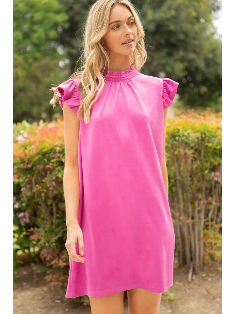 Sassy Suede Dress Clothing Voy Pink S 