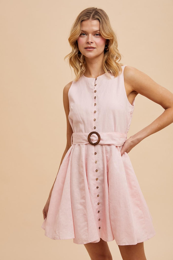 Blush Breeze Linen Dress Clothing Peacocks & Pearls Lexington