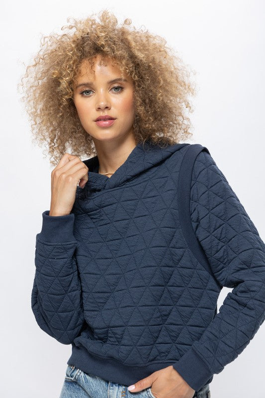 Quilted Detail Classic Hoodie Clothing The Greii   