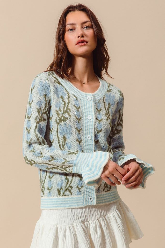 In Full Bloom Sweater Clothing Peacocks & Pearls Lexington Blue S