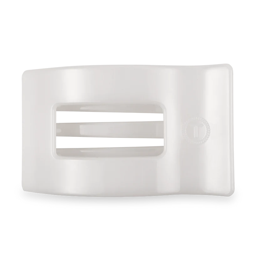 Medium Flat Rectangular Hair Clip Accessory Peacocks & Pearls Lexington White