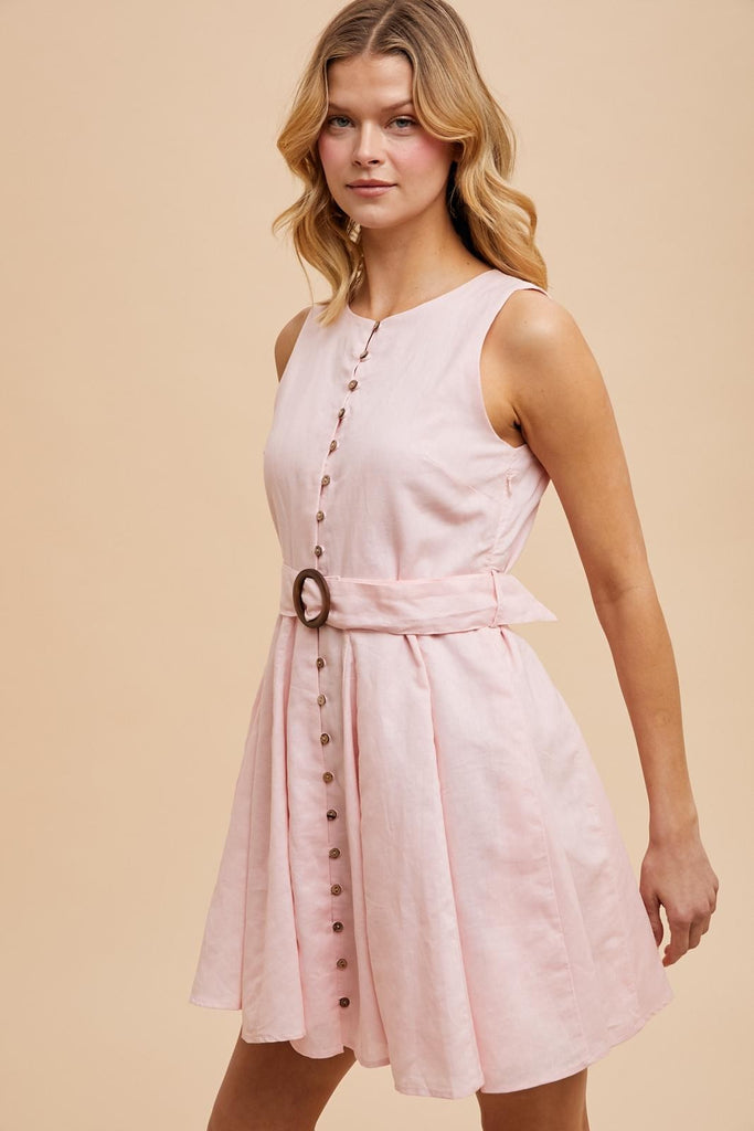 Blush Breeze Linen Dress Clothing Peacocks & Pearls Lexington