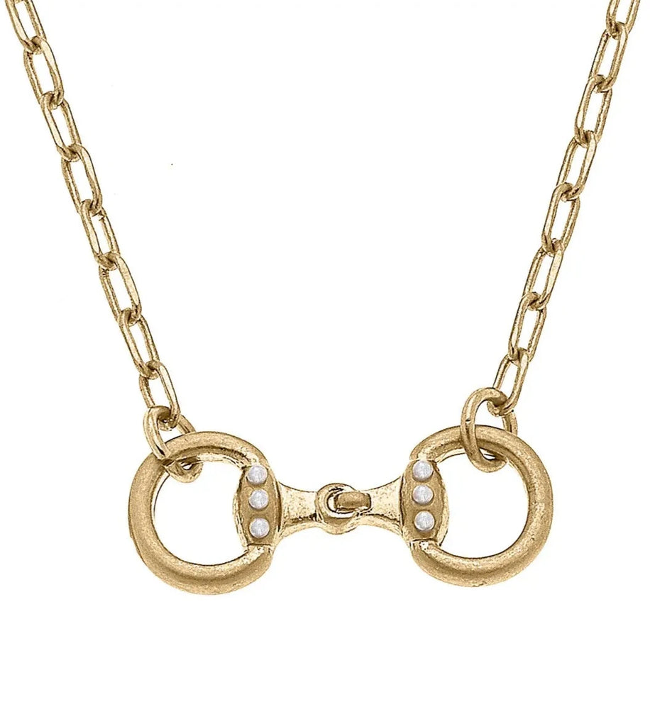 Buckley Horsebit Necklace in Worn Gold Jewelry Peacocks & Pearls Lexington   