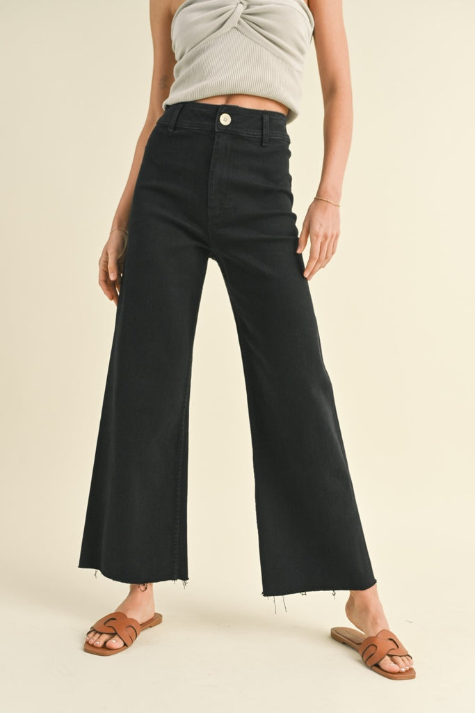 High Rise Straight Wide Leg Pants Clothing Peacocks & Pearls Lexington Black S