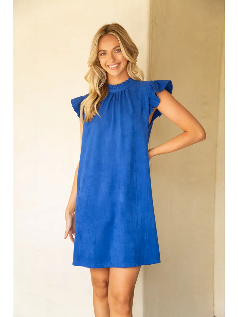 Sassy Suede Dress Clothing Voy Blue S 